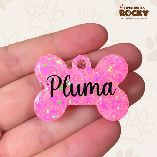 Tag Osso Rosa Bebê - Autelier do Rocky