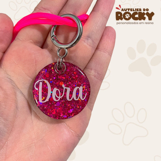 Tag Redonda Rosa Escuro - Autelier do Rocky