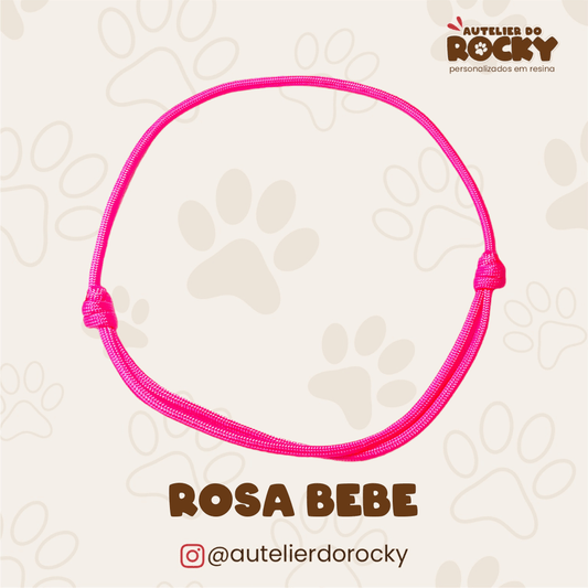 Coleira Paracord Rosa Bebê - Autelier do Rocky