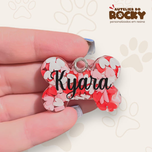 Tag Osso Corações Love - Autelier do Rocky