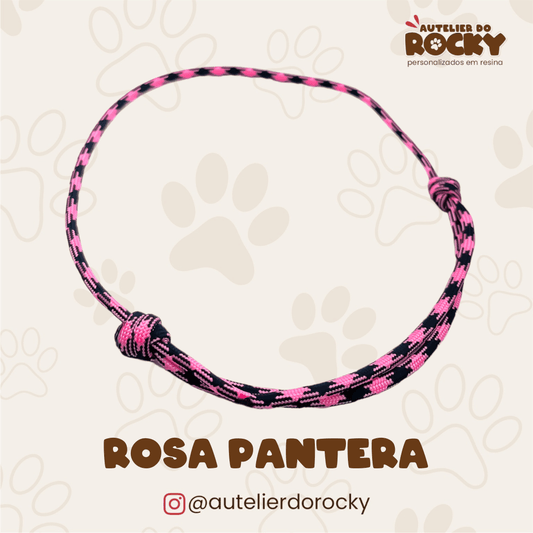 Coleira Paracord Rosa Pantera - Autelier do Rocky