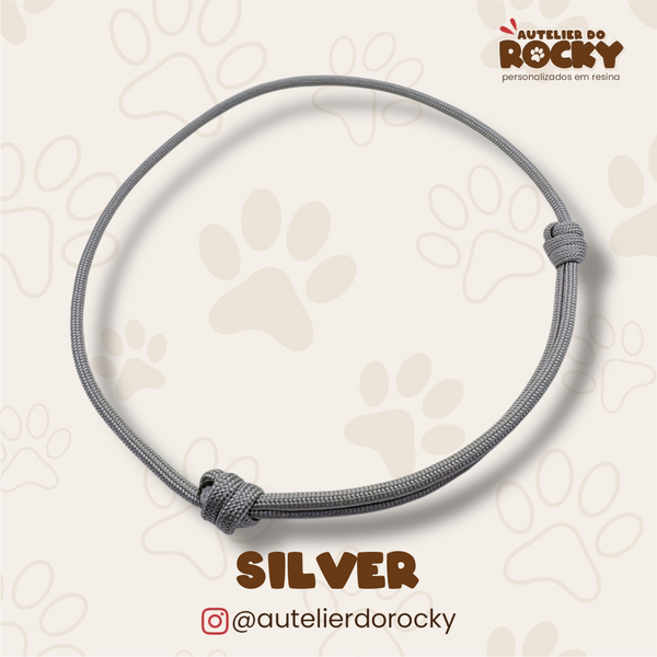 Coleira Paracord Silver