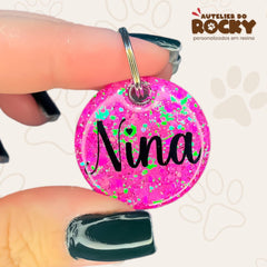 Tag Redonda Rosa Chock - Autelier do Rocky