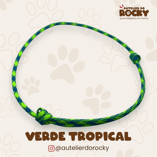 Coleira Paracord Verde Tropical - Autelier do Rocky