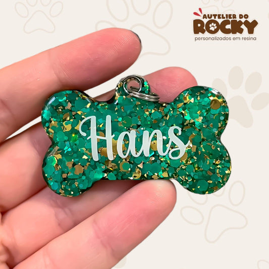 Tag Osso Verde Golden - Autelier do Rocky