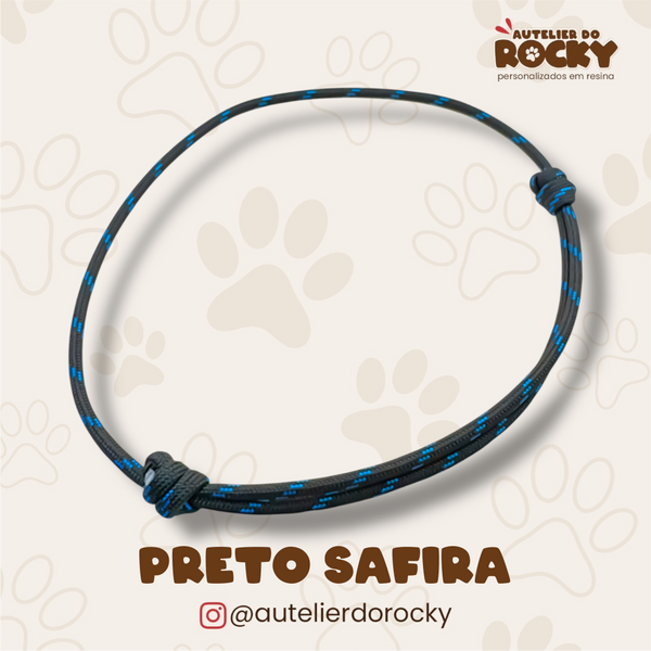 Coleira Paracord Preto Safira