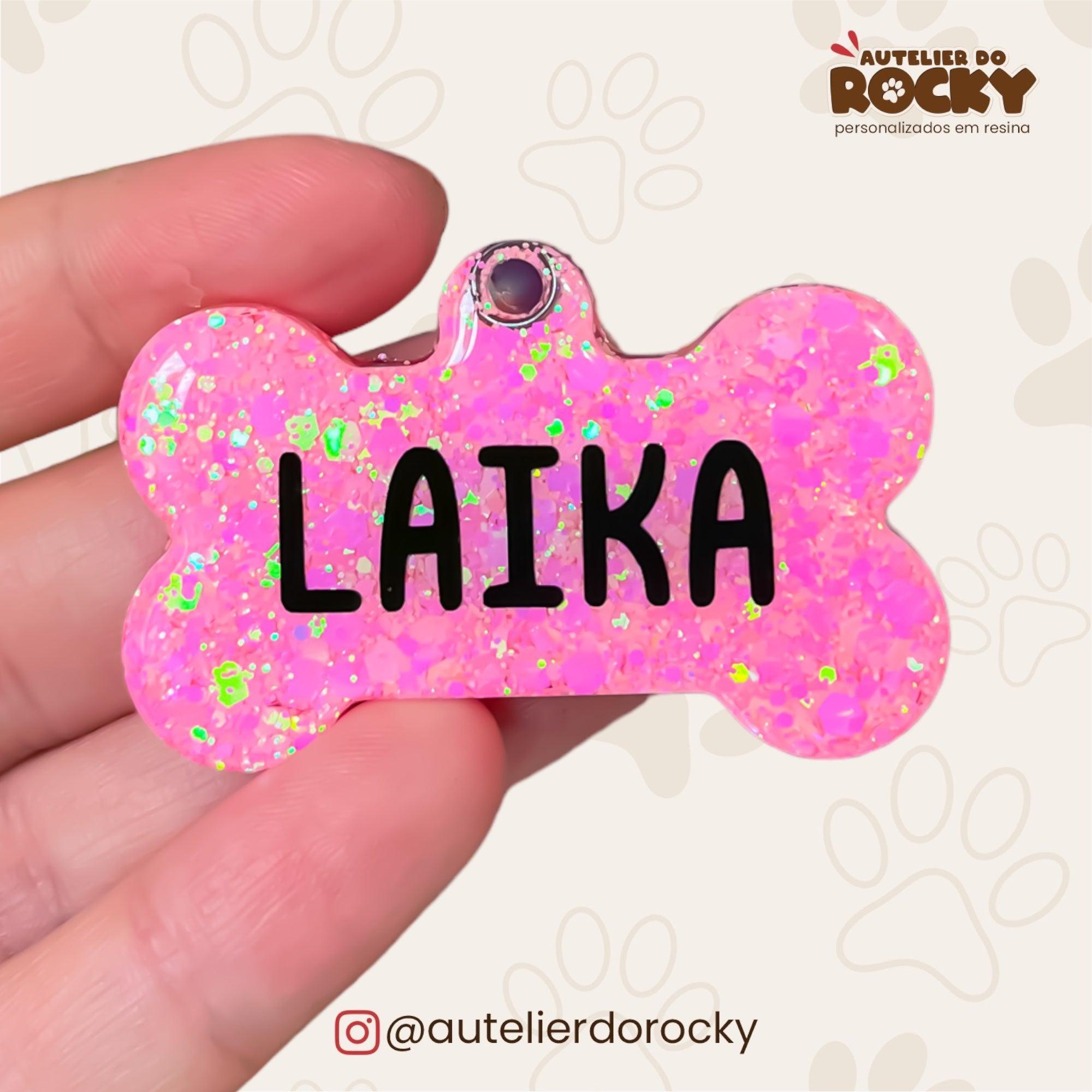 Tag Osso Rosa Bebê - Autelier do Rocky