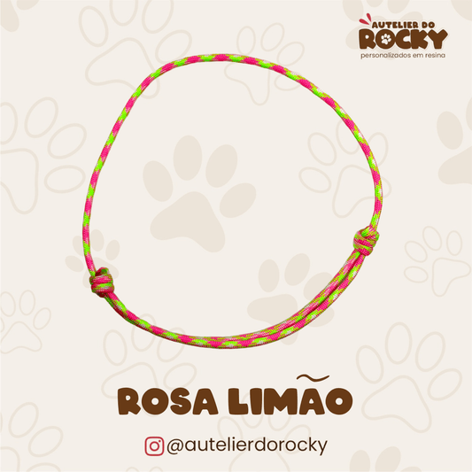 Coleira Paracord Rosa Limão - Autelier do Rocky