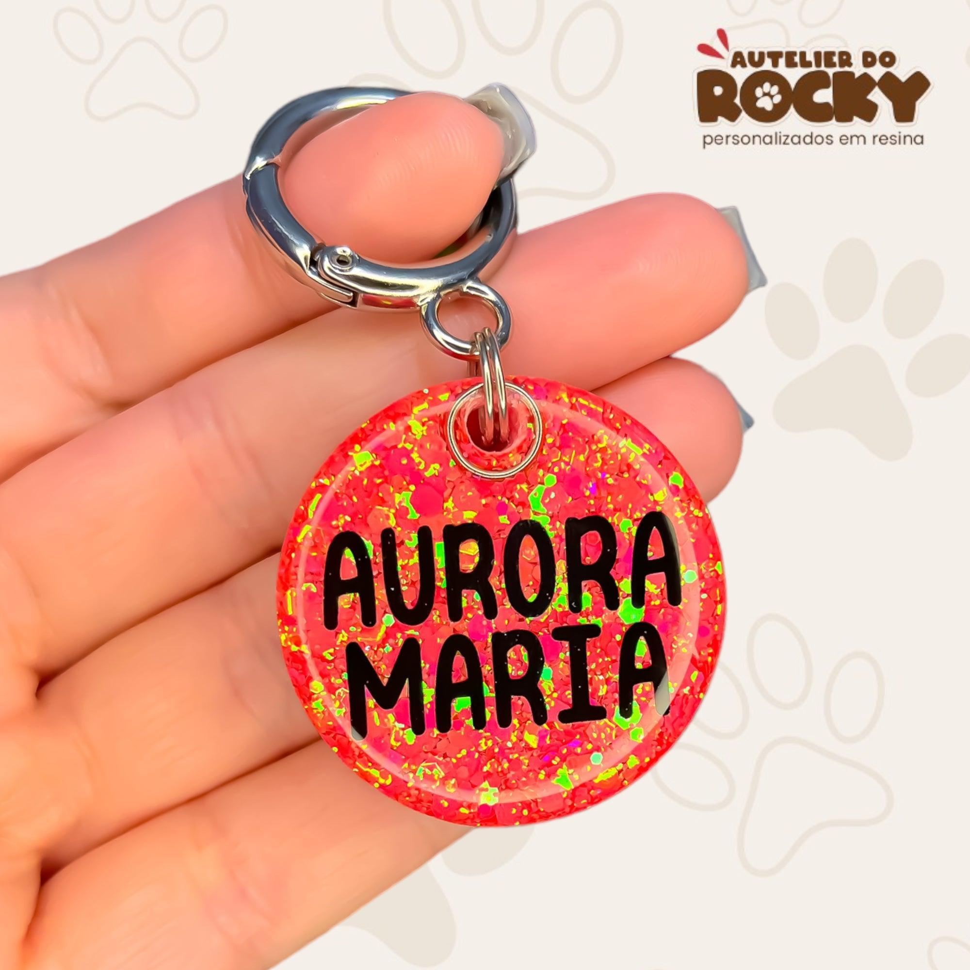 Tag Redonda Rosa Camaleão - Autelier do Rocky