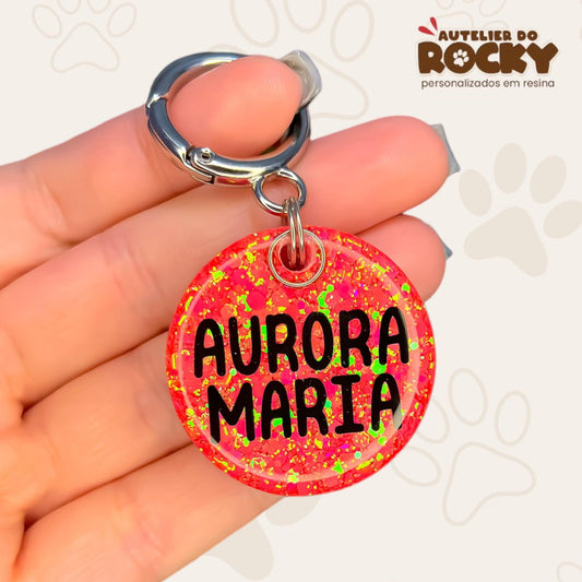 Tag Redonda Rosa Camaleão - Autelier do Rocky
