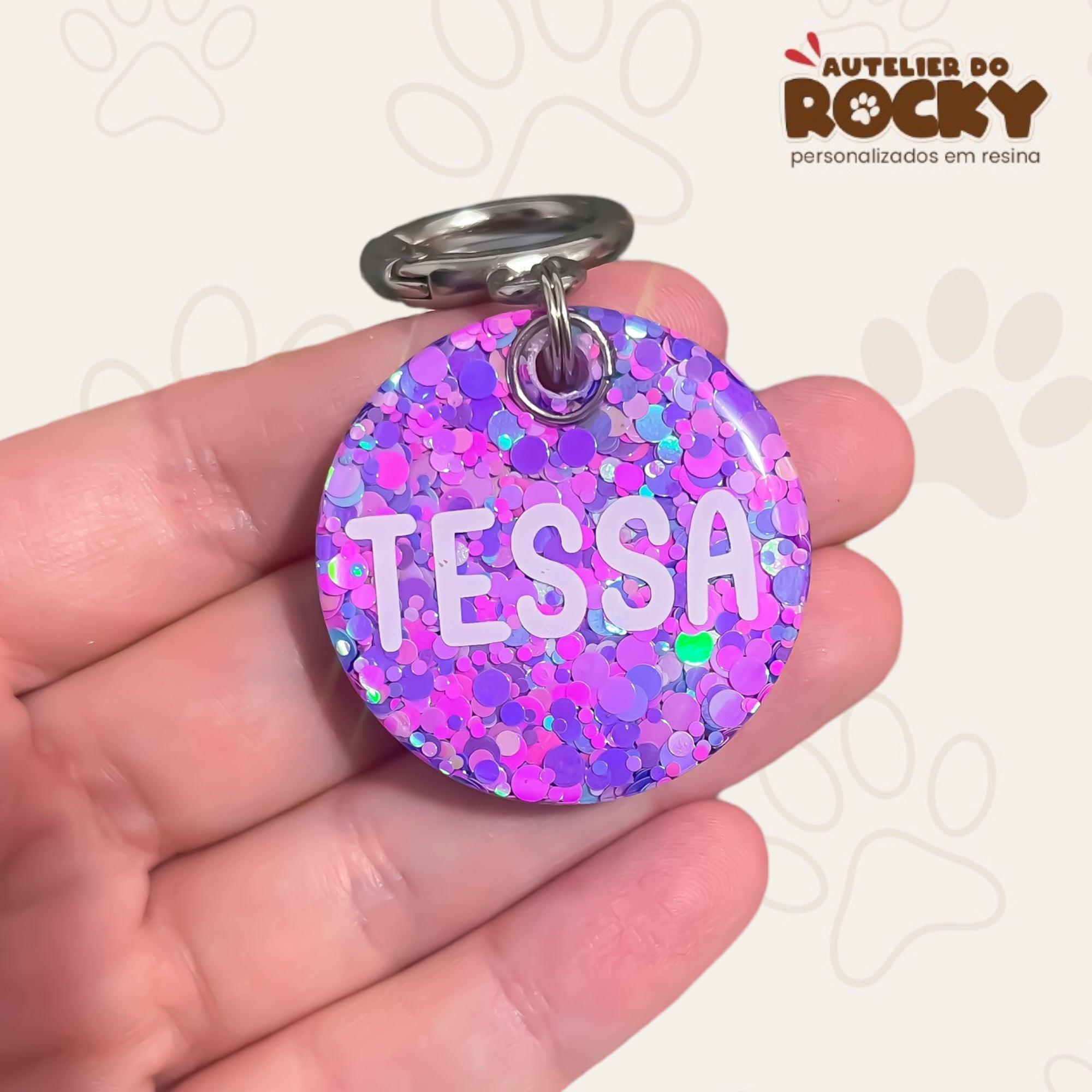 Tag Redonda Roxo Mix - Autelier do Rocky
