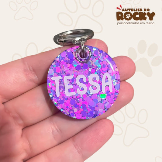 Tag Redonda Roxo Mix - Autelier do Rocky