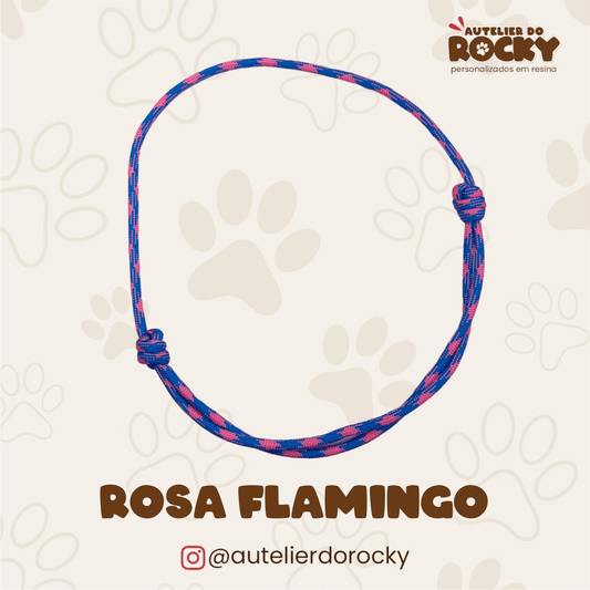 Coleira Paracord Rosa Flamingo - Autelier do Rocky