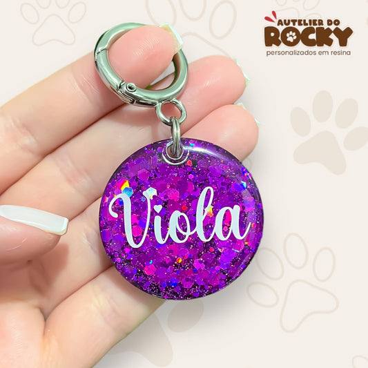 Tag Redonda Roxo - Autelier do Rocky