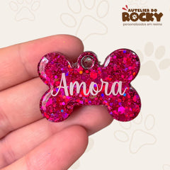 Tag Osso Rosa Escuro - Autelier do Rocky