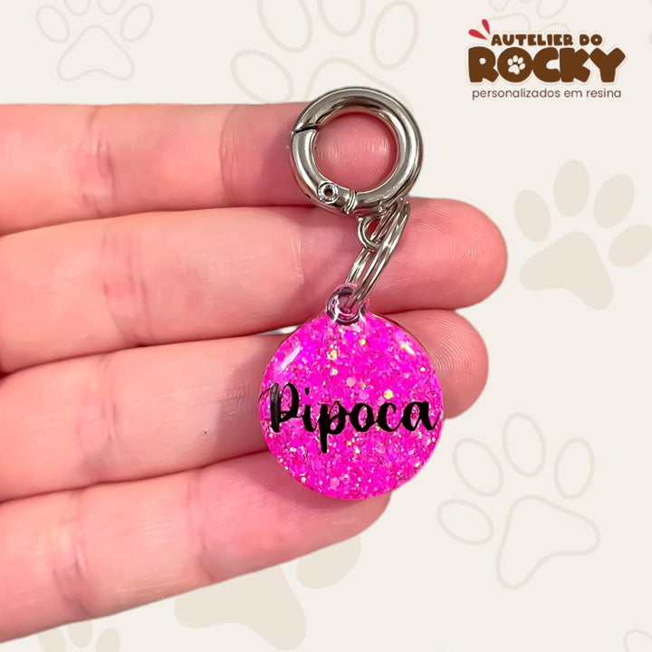 Tag Redonda Rosa Chock - Autelier do Rocky
