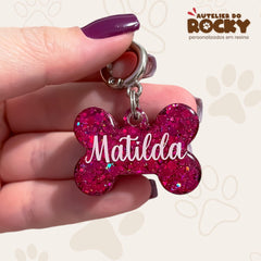 Tag Osso Rosa Escuro - Autelier do Rocky