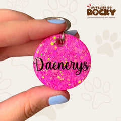 Tag Redonda Rosa Chock - Autelier do Rocky