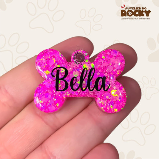 Tag Osso Rosa Chock - Autelier do Rocky