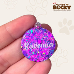 Tag Redonda Roxo Mix - Autelier do Rocky