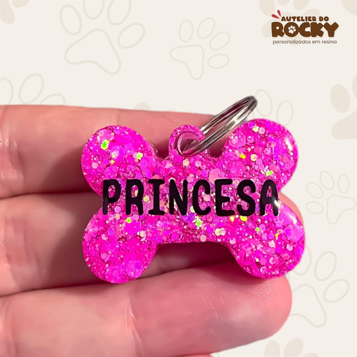 Tag Osso Rosa Chock - Autelier do Rocky