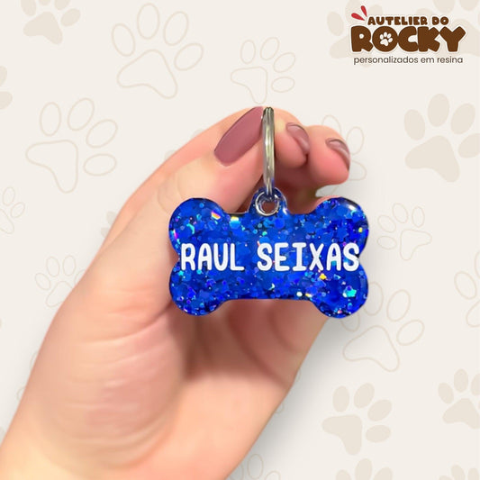 Tag Osso Azul Escuro - Autelier do Rocky