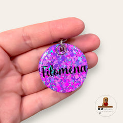 Tag Redonda Roxo Mix - Autelier do Rocky