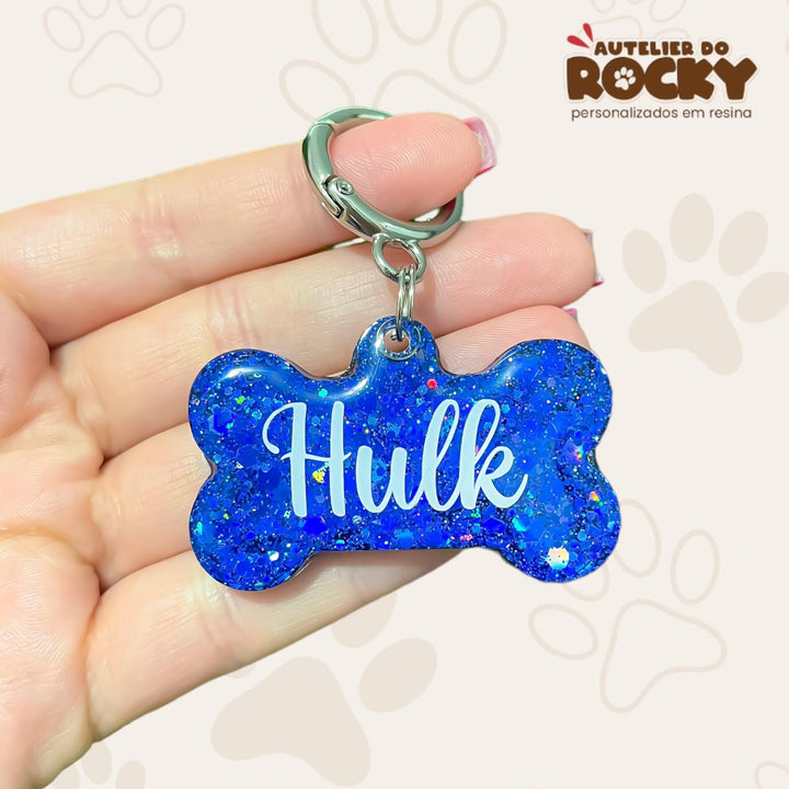 Tag Osso Azul Escuro - Autelier do Rocky