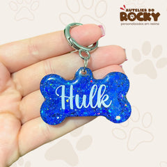 Tag Osso Azul Escuro - Autelier do Rocky