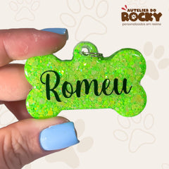 Tag Osso Verde Claro - Autelier do Rocky
