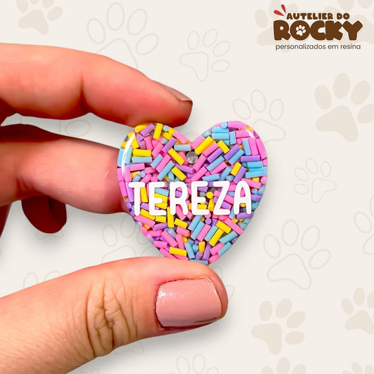 Tag Coração Granulado - Autelier do Rocky