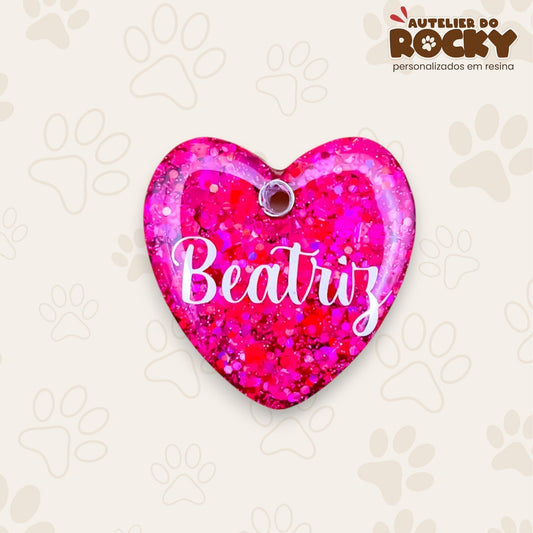 Tag Coração Rosa Escuro - Autelier do Rocky