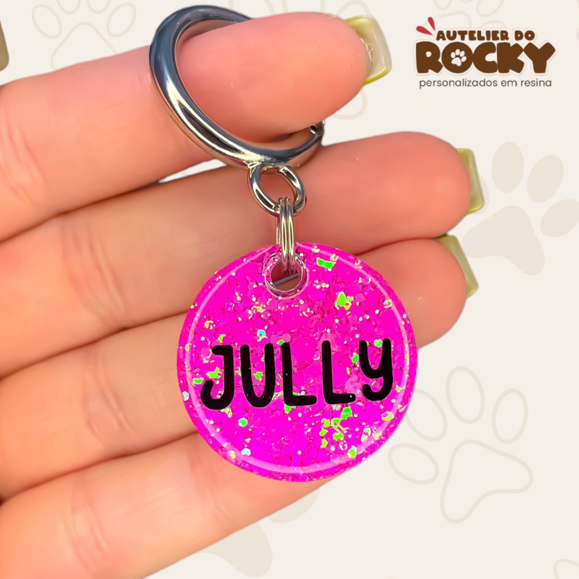 Tag Redonda Rosa Chock - Autelier do Rocky