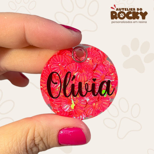 Tag Redonda Conchas Rosa - Autelier do Rocky