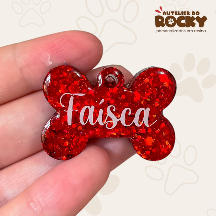 Tag Osso Vermelho - Autelier do Rocky