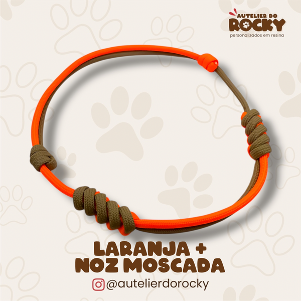 Coleira Paracord Duo Laranja + Noz Moscada
