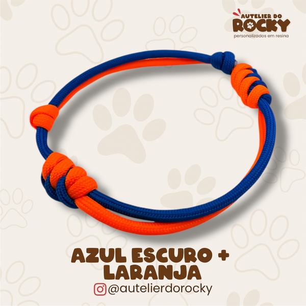 Coleira Paracord Duo Azul Escuro + Laranja
