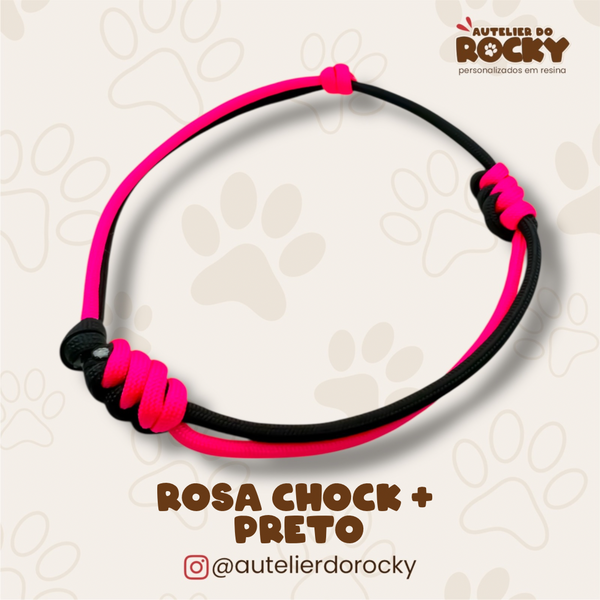 Coleira Paracord Duo Rosa Chock + Preto