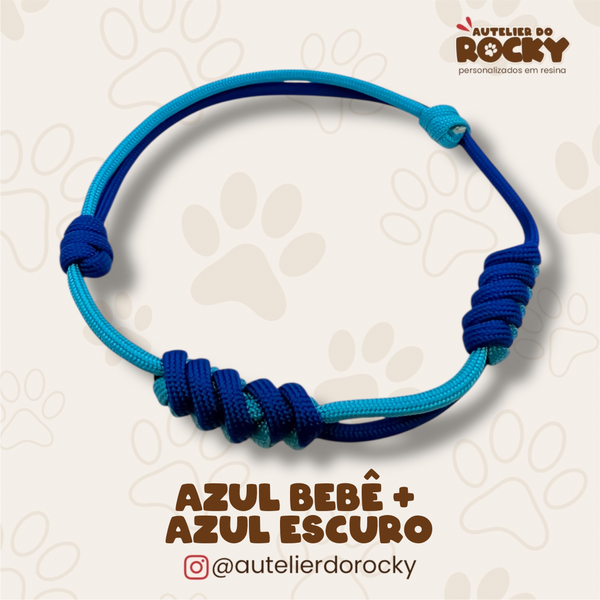 Coleira Paracord Duo Azul Bebê + Azul Escuro