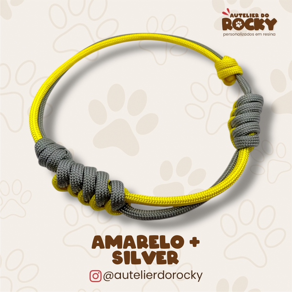 Coleira Paracord Duo Amarelo + Silver