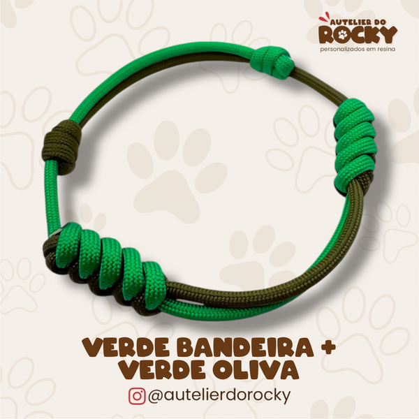 Coleira Paracord Duo Verde Bandeira + Verde Oliva