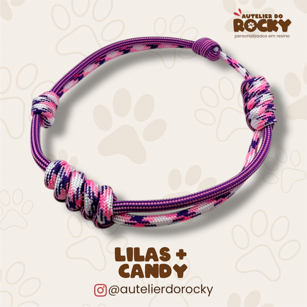 Coleira Paracord Duo Lilás + Candy