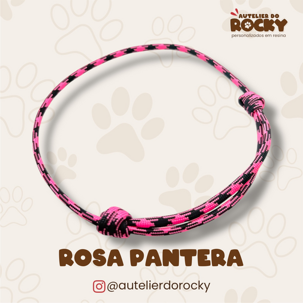 Coleira Paracord Rosa Pantera