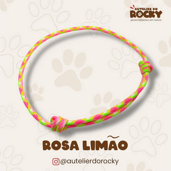 Coleira Paracord Rosa Limão