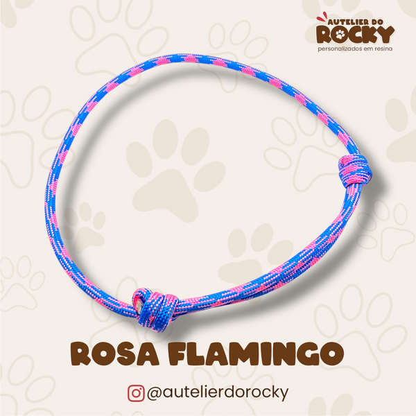 Coleira Paracord Rosa Flamingo