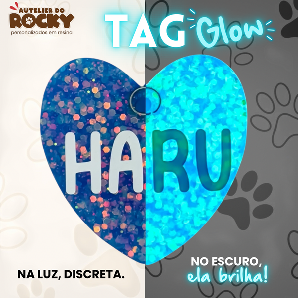 Tag Glow Coração Azul