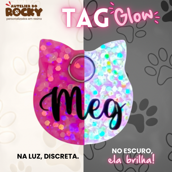 Tag Glow Gatinho Rosa