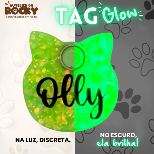 Tag Glow Gatinho Verde
